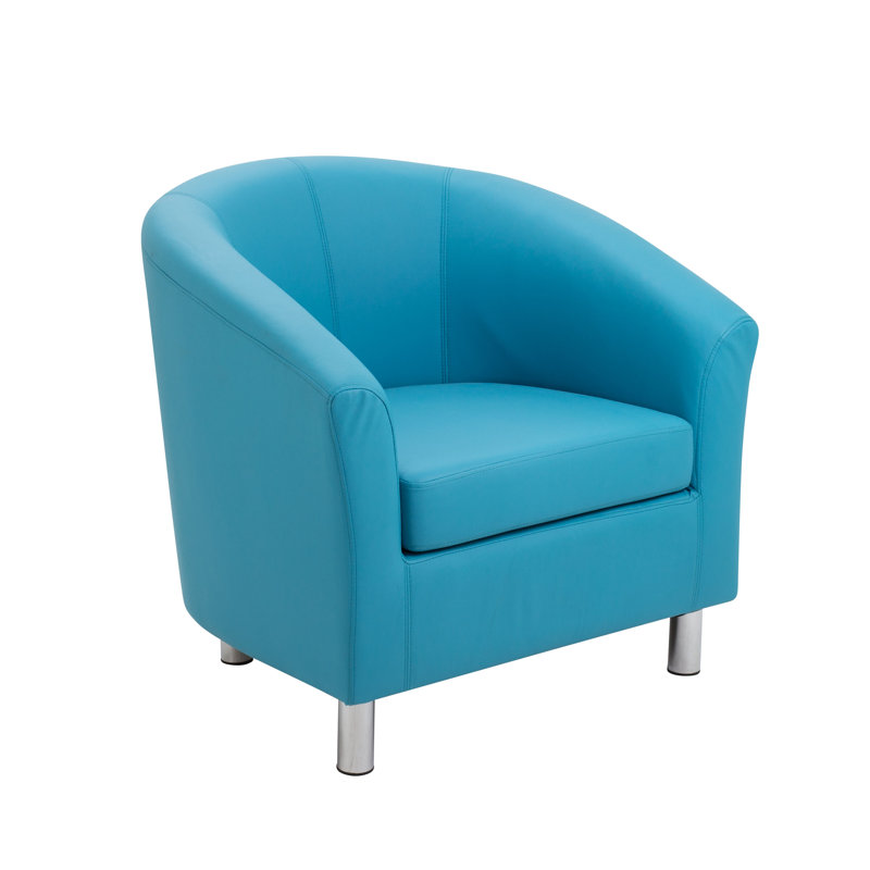 Pyrmont Faux Leather Barrel Chair, Sky Blue