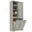 Armoire de rangement pour salle de bain avec portes et tiroirs, panier à linge inclinable, plusieurs espaces de rangement, style autoportant, tablette ouverte, tablette réglable