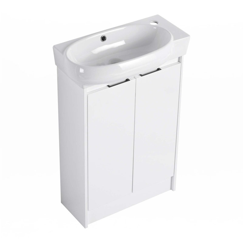 Meuble-lavabo autoportant de 23 po avec lavabo et portes à fermeture douce, Blanc