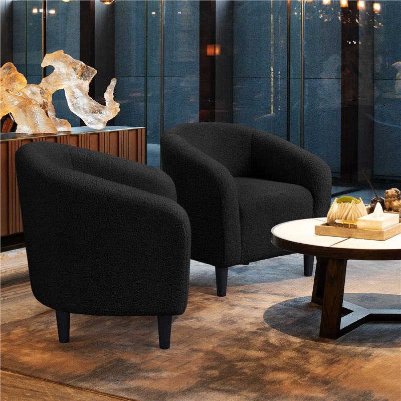 Boucle Club Chair Combining Contemporary and Traditional Design, Black