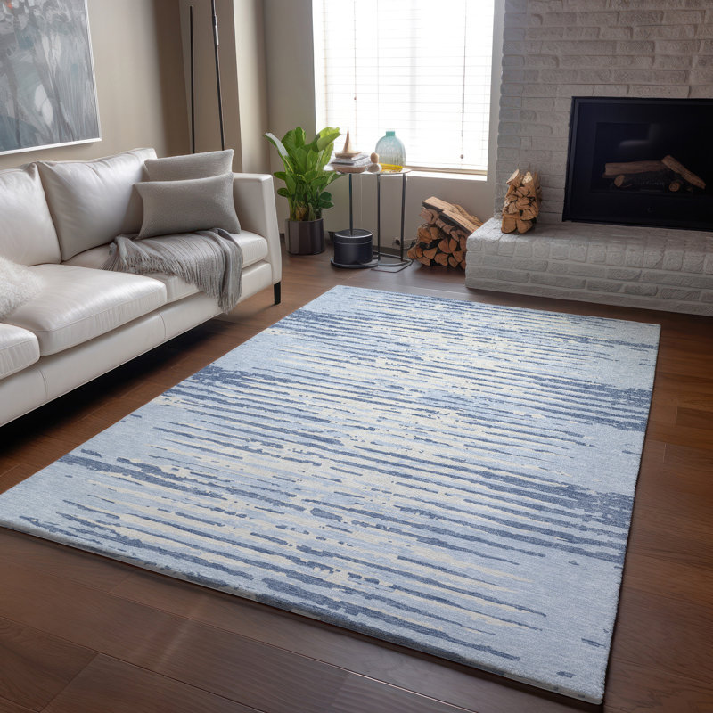 Premium Machine Washable Prisco Sky Rug, Rectangle 2'6" x 3'10"