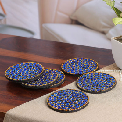 Sous-verres en bois perlé à la main Novica Royal Glitz
