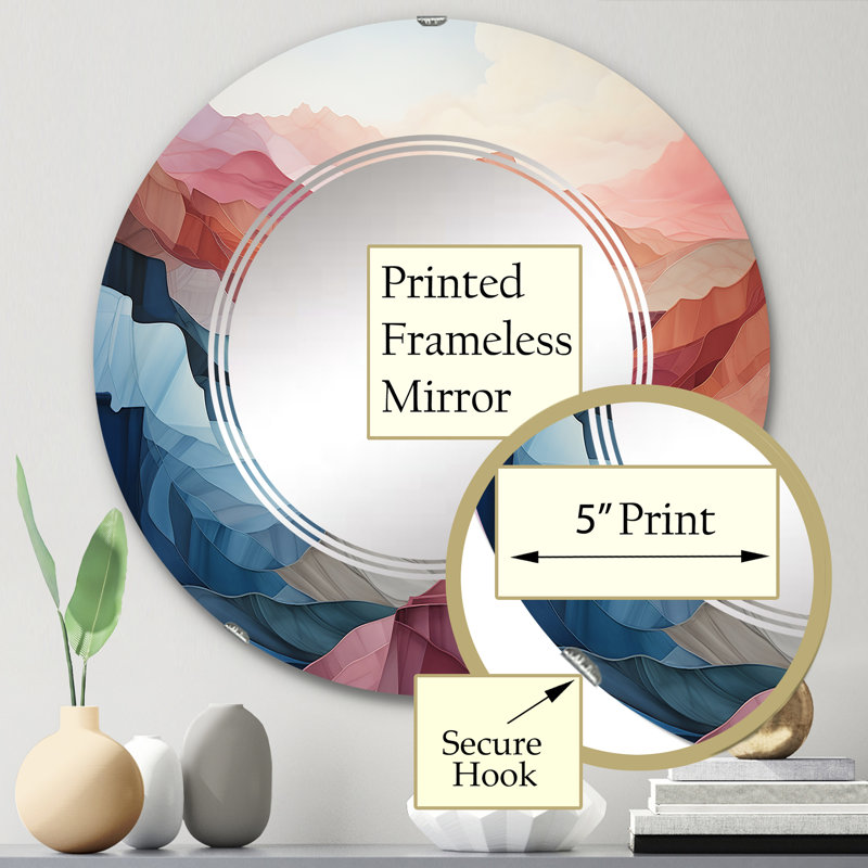 Saxicola - Miroir mural moderne rond, 24 po x 24 po