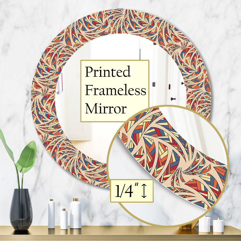 Motif ethnique - miroir bohémien et éclectique, H 31,5 po x l po