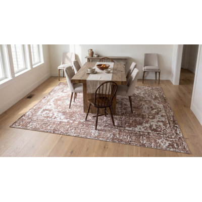 Tapis transitionnel élégant en laine noué à la main ivoire / cuivre