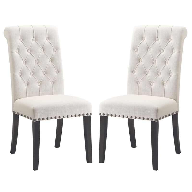 Lorenz Tufted Upholstered Parsons Chair, Cream