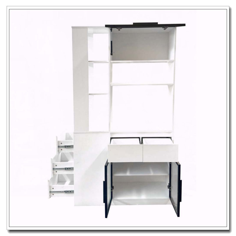 Grande armoire de rangement avec tiroirs et portes en verre