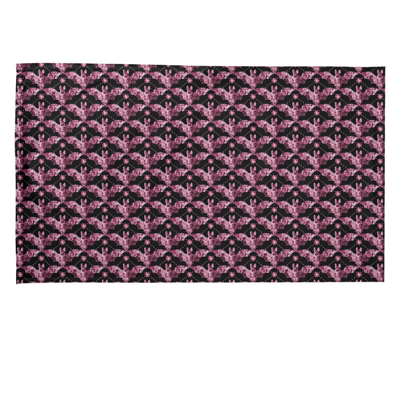 Serviette de thé floral, Sergé de coton, Rose