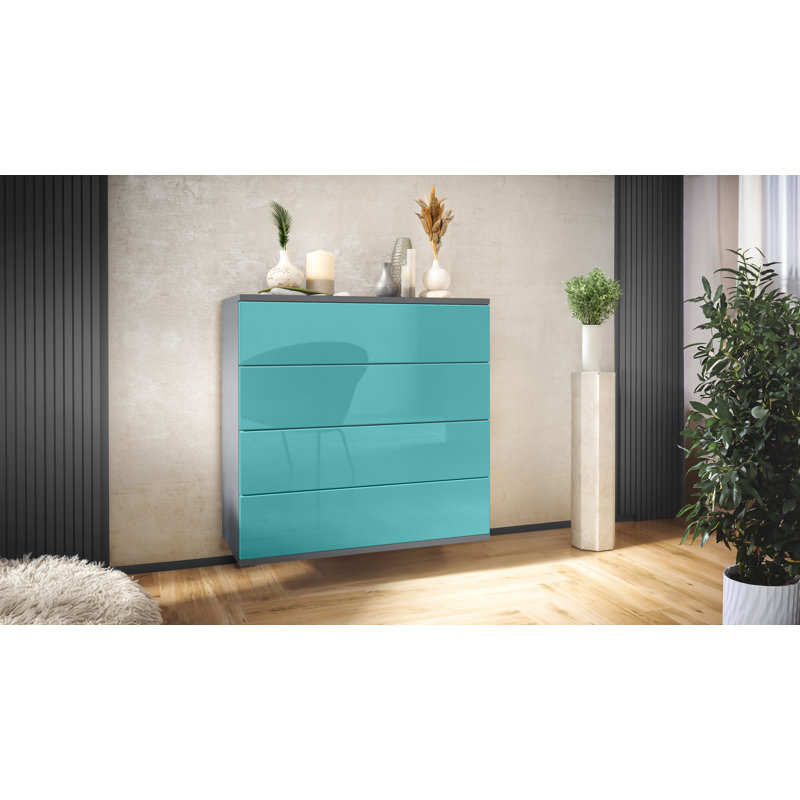 Ayomi Storage Unit Accent Chest, Hanging anthracite/petrol high gloss