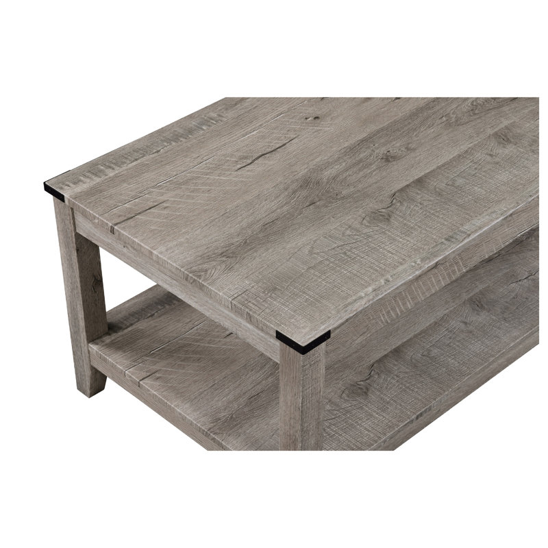 Ensemble de table basse rustique gris brun 3 pièces comprenant une table basse rectangulaire et deux tables d'appoint carrées, mobilier de salon en bois d'ingénierie