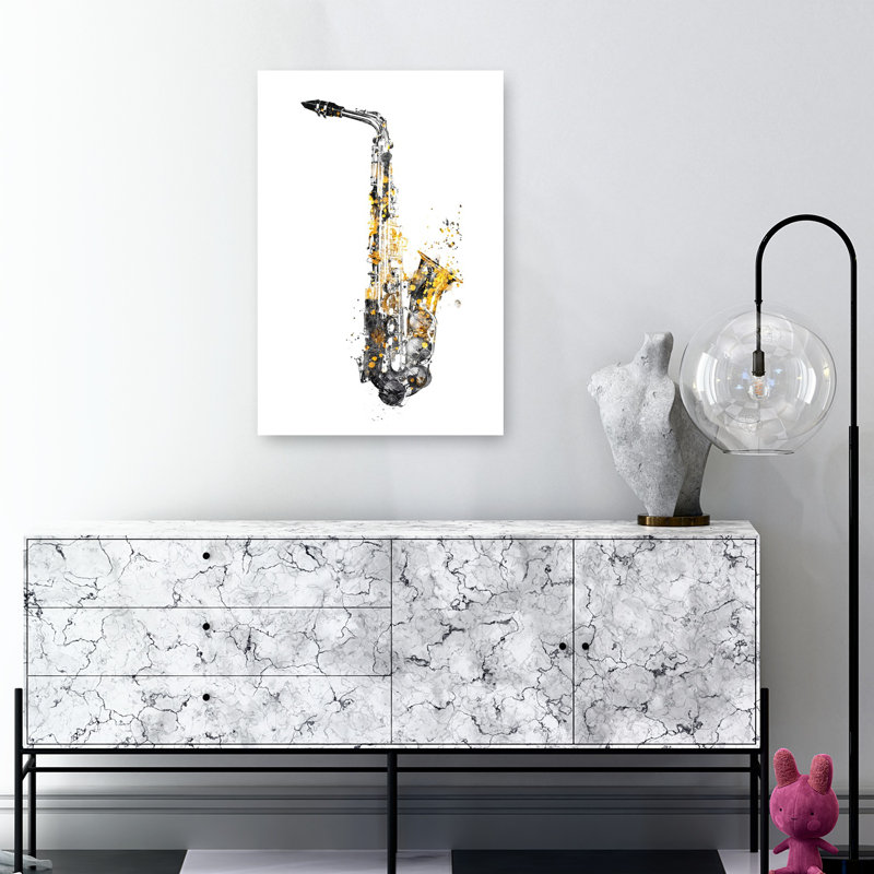 Art abstrait moderne abstrait abstrait saxophone, 36" H x 24" W