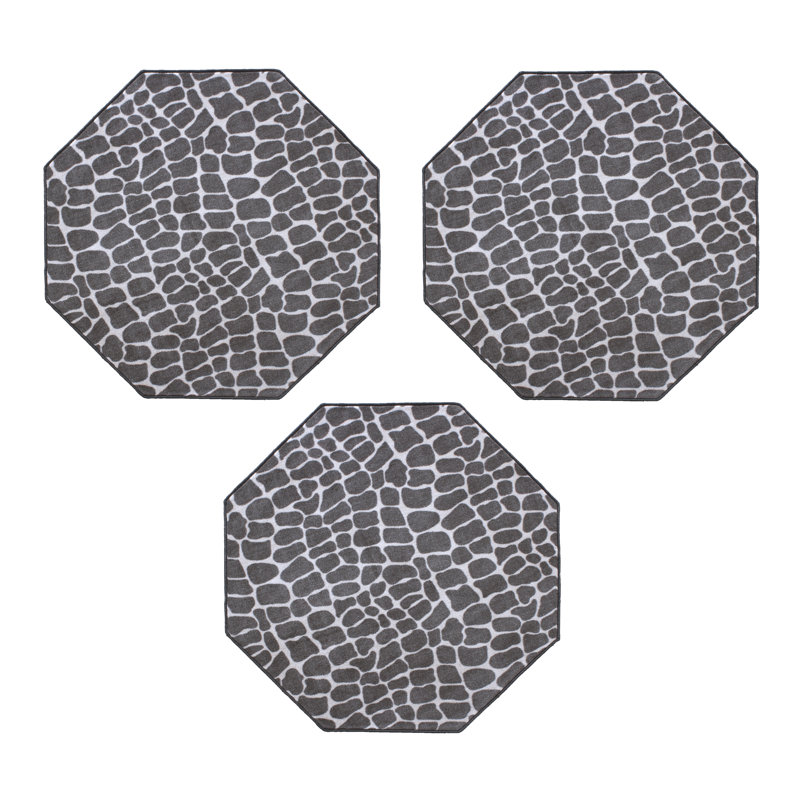 Tapis gris clair Glorine, Octogone 3 pi