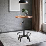 Anayia Pine Round Solid Wood Top Metal Base Dining Table