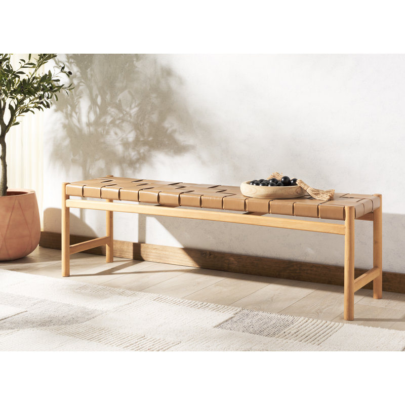 Banc en cuir Channing, Brun, Naturel