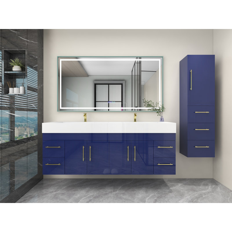 Ensemble de meuble-lavabo double 72 po, Bleu nuit brillant