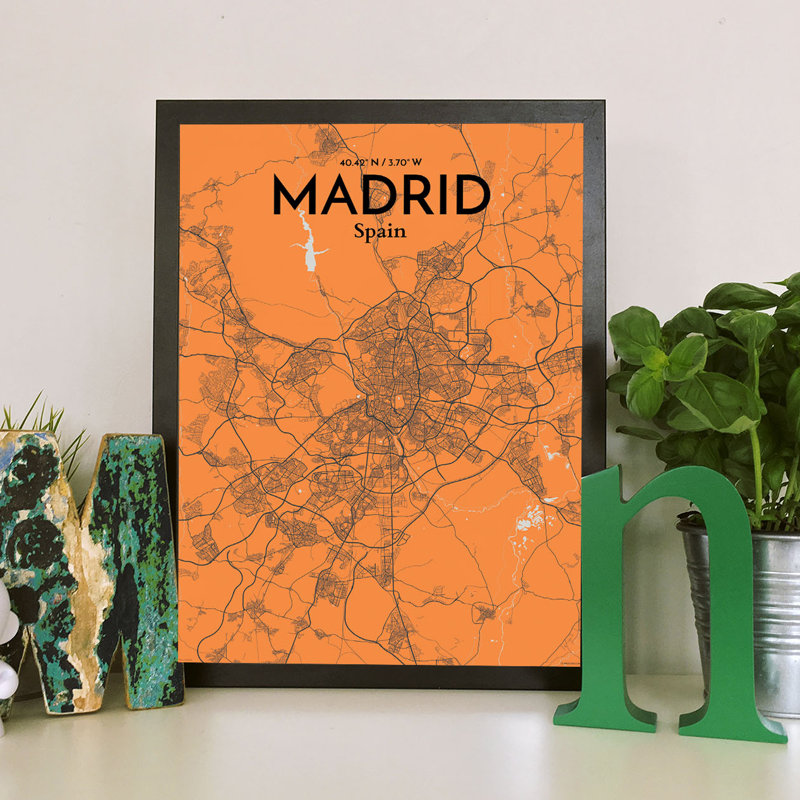Madrid City Map - No Frame Print, 43cm H x 28cm W x 0.13cm D