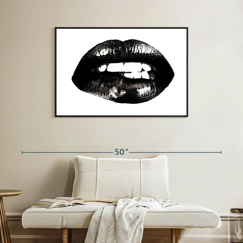 Lèvre, Cadre flottant noir, 40 po x 27 po