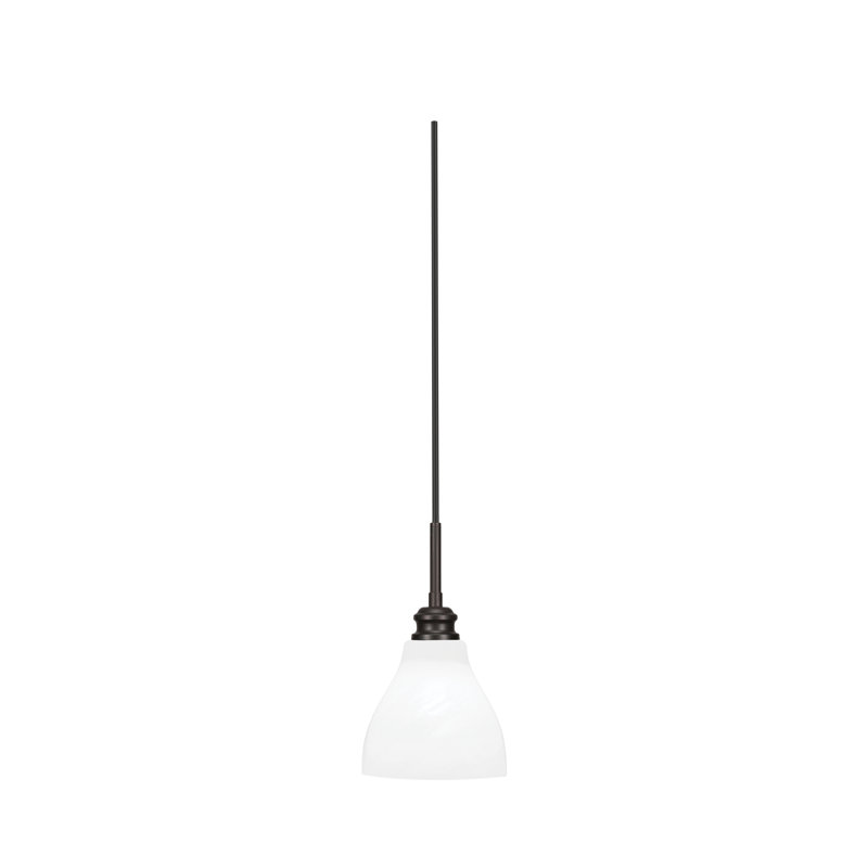 Mini-luminaire suspendu avec cordon Edge et verre marbré blanc 6,25 po, Nickel brossé