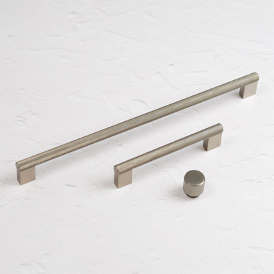 Brushed Nickel Knurled Cabinet Handles & Knob