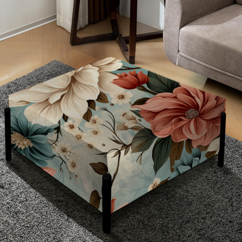 Beige corail rustique Whispers - Grand repose-pieds carré Cottage