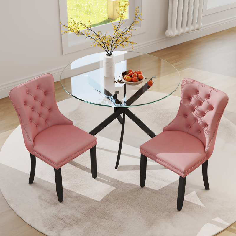 Ensemble repas rond à piédestal, 3, Rose