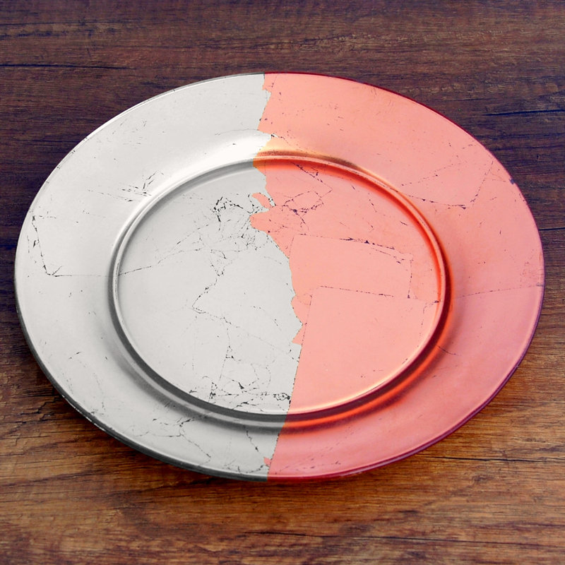 7.5" Appetizer Plate, Silver/Rose Gold