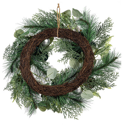 Green Pine Artificial Wreath with Ornaments
