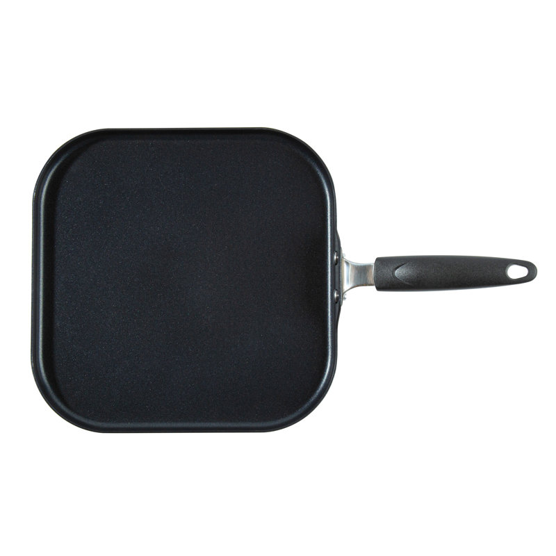 Plaque chauffante antiadhésive pour restaurant - plaque de cuisson antiadhésive en aluminium 10 x 11 pouces avec poignée Bakelite - poêle à frire carrée avec chauffage uniforme - surface de cuisson noire pour les cuisines domestiques