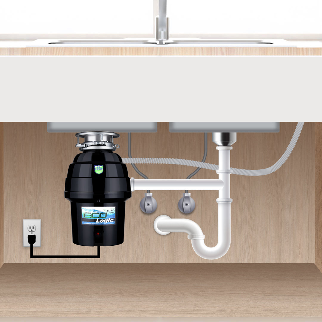 3/4 HP Garbage Disposal with Oil-Rubbed Bronze Flange and Stopper Kit Eco Logic