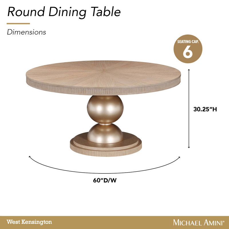 West Kensington Round Dining Table, Medium Yellow Wood