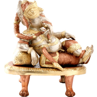 8 po Ganesha Idol avec coussin | Statues en laiton faites à la main | Fabriqué en Inde 