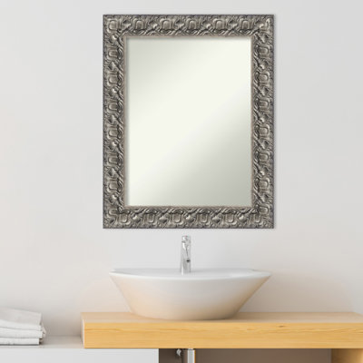 Silver Luxor Wood 29.5 x 23.5 in. Bathroom Vanity Non-Beveled Wall Mirror