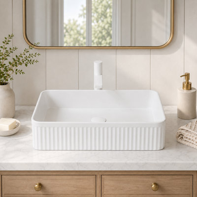 Lavabo de salle de bain rectangulaire en céramique blanc brillant 20 "x 13"