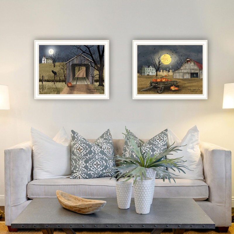 Home Wall Art: 2 dans un cadre blanc. Multicolore, bois et papier, 18 x 14 po, 5 lb, impression d'art décoratif de salon: