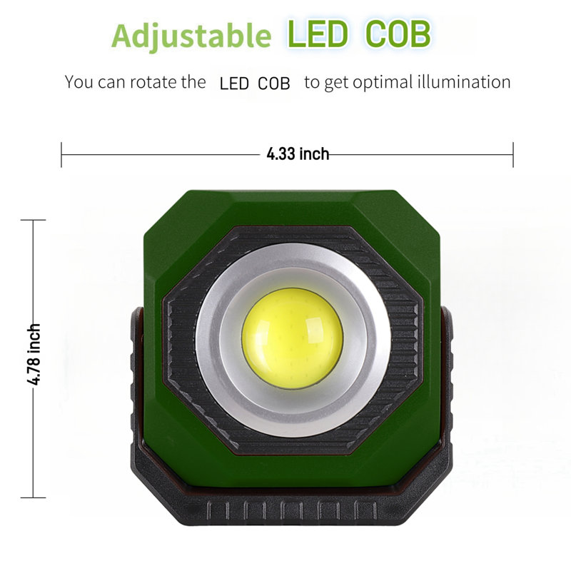 500 Lumen Led Rechargeable Solar Work Light With Magnetic Base, Charge By Usb/Solar