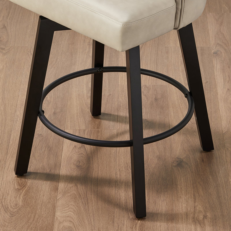 Arjean Swivel Upholstered Faux Leather Counter Stool, Beige