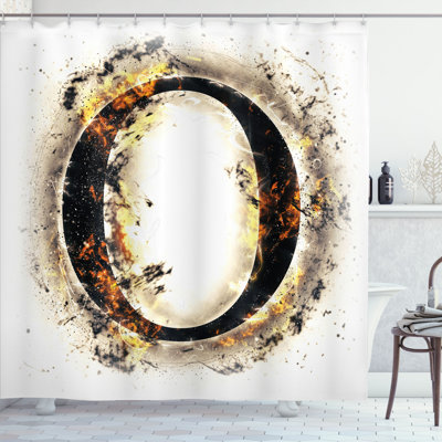 East Urban Home Letter O Shower Curtain Alphabet Hot O Art Orange Black Tan