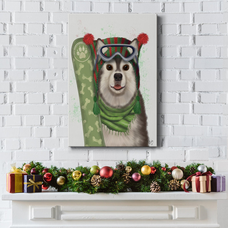 Snowboard Husky de Noël, H 27 po x l 18 po x P 1,5 po
