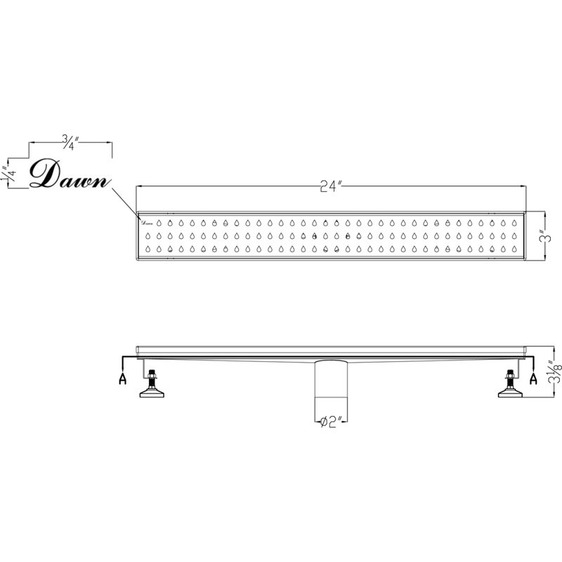 Nile River Series 24 Inch Long Stainless Steel Linear Floor Shower Drain