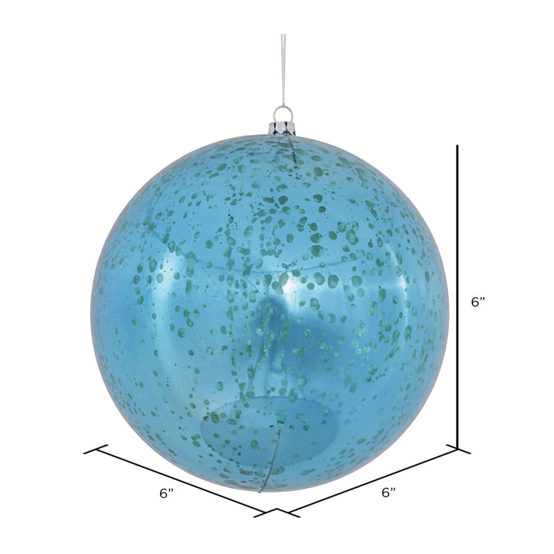Ornement boule de mercure brillant, H 6 po x l 6 po x P 6 po, sarcelle