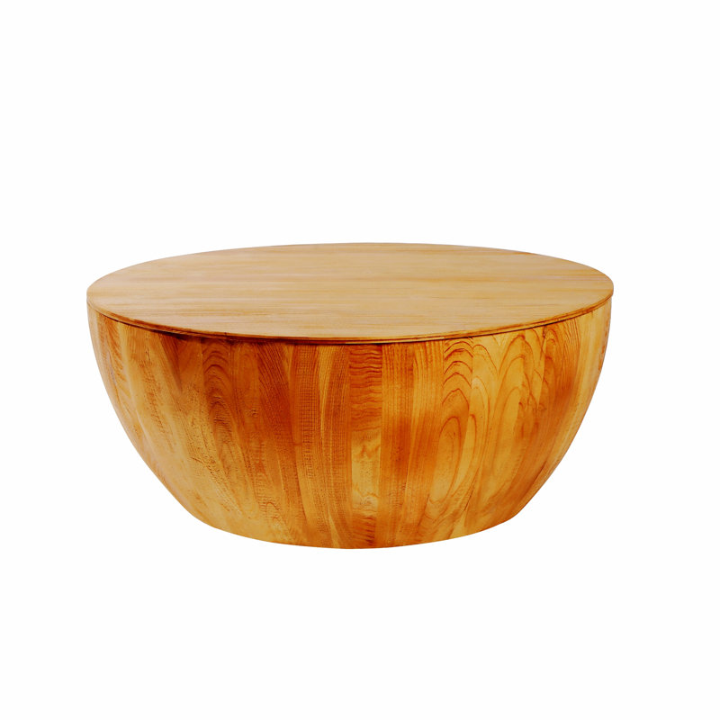 Ekansh Solid Wood Top Coffee Table, 14.96" H x 35.43" W x 35.43" D, Natural