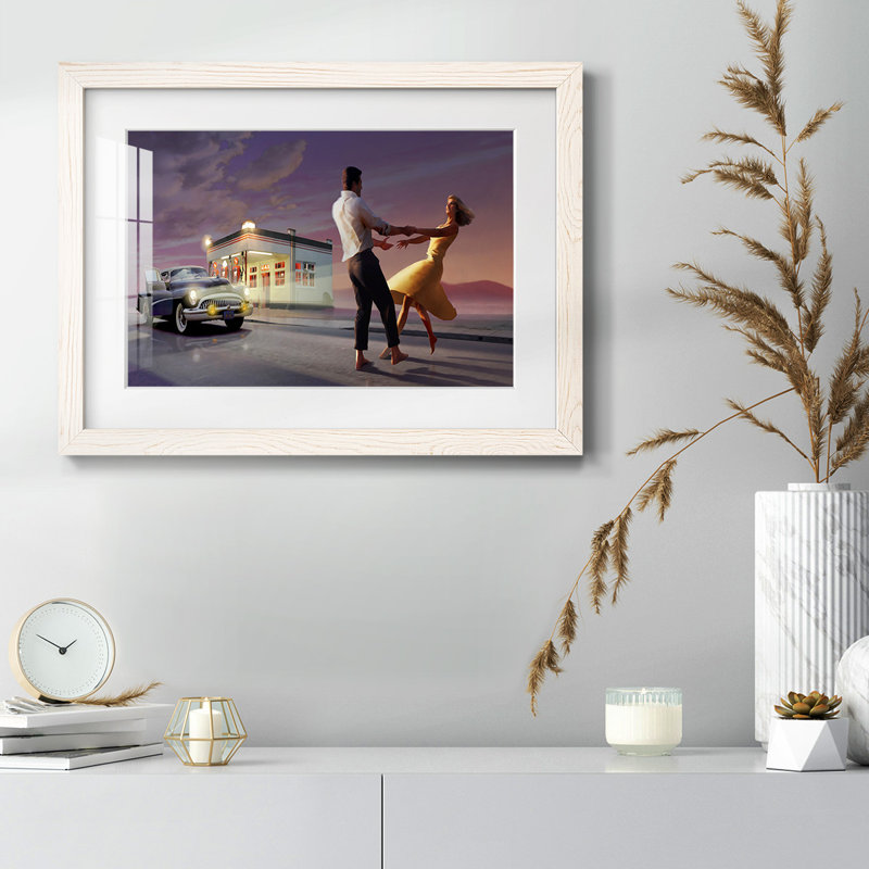 Night Dance - Matted and Framed Under Acrylic Glass, Large Living Room Wall Art, White
