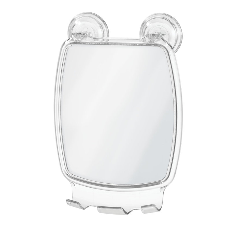 Clear Plastic Fog-Free Rectangular Suction Shower Mirror with Hooks