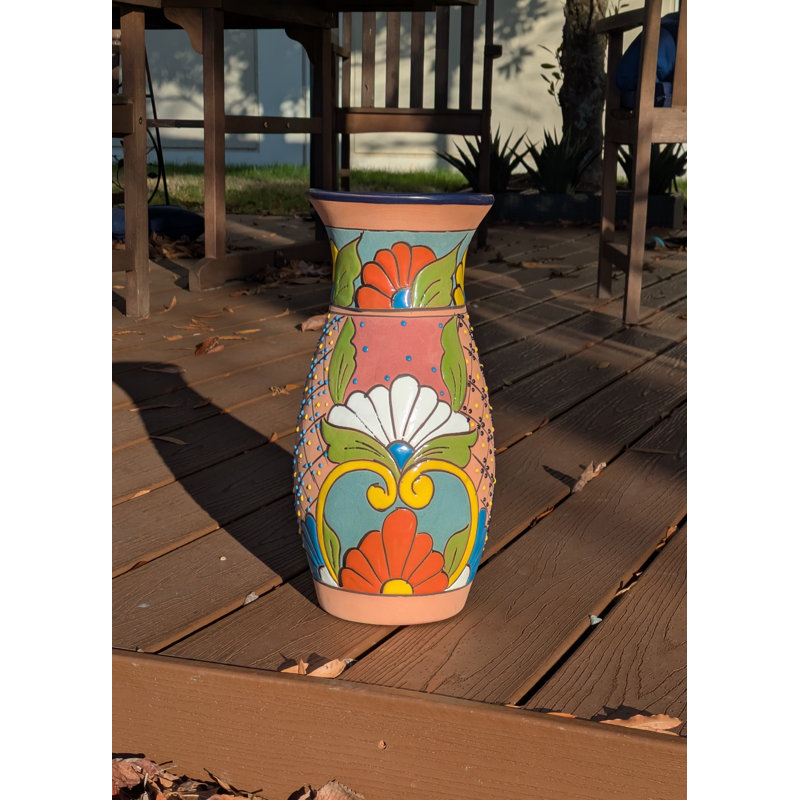 Vase à fleurs de table classique en céramique Talavera
