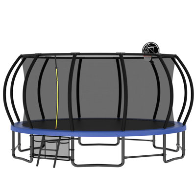 16ft Outdoor Trampoline For Kids And Adults, Pumpkin Trampolines With Curved Poles,heavy Duty Trampoline Anti-rust Coating Astm Approval -  Arts Box Trading, BSTP0074BLU2
