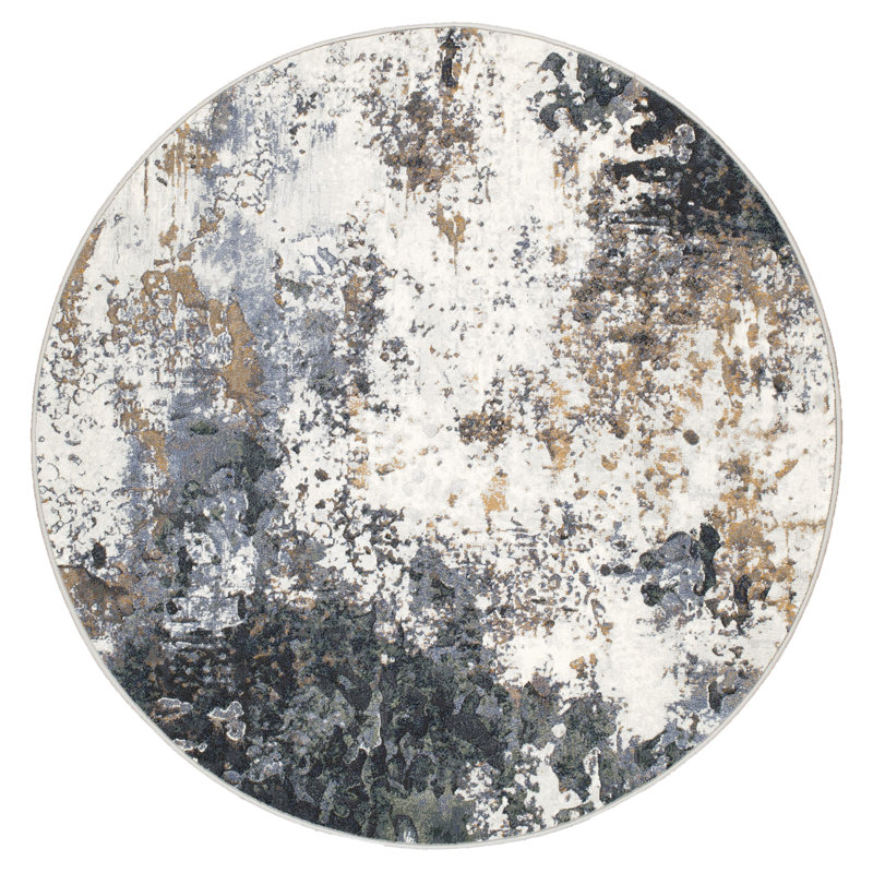 Aneiyah Round Abstract Area Rug, Round 200  cm