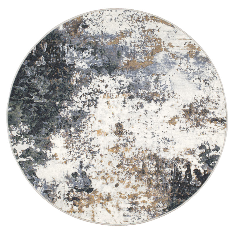 Round Aneiyah Abstract Flat Weave Area Rug, Round 200  cm