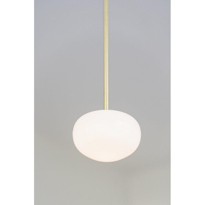 1 - Light LED Pendant, Opal, 54in Suspension Rod, Waxed Brass