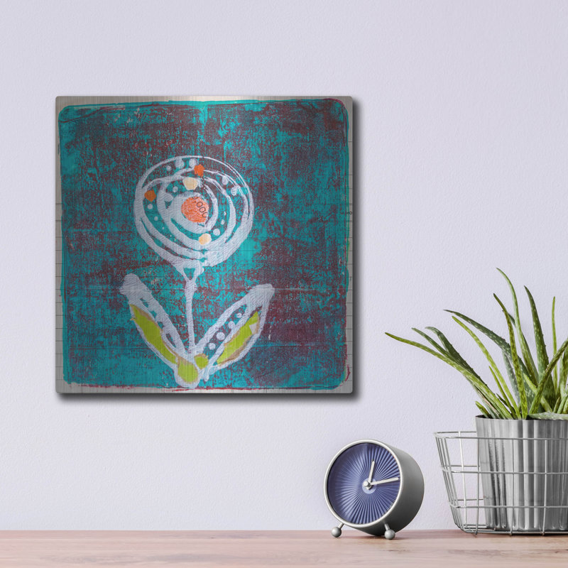 «Teal Blooms» par St. Hilaire Elizabeth, H 12 po x l 12 po