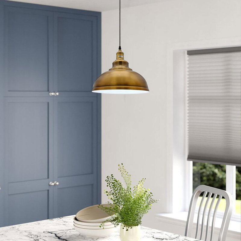 1 - Light Yellow Brass Dome Pendant